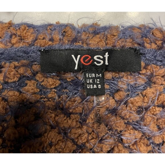 Yest Dutch Eyelash Sweater Super Soft Brown/Navy Blue Womens Size 8 (Medium) - Picture 2 of 6